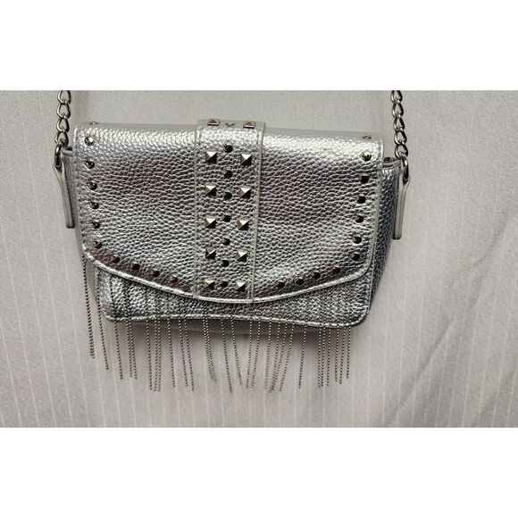 Justice Girls Silver Studded Crossbody Purse Bag With Adjustable Chain Strap - Picture 3 of 8
